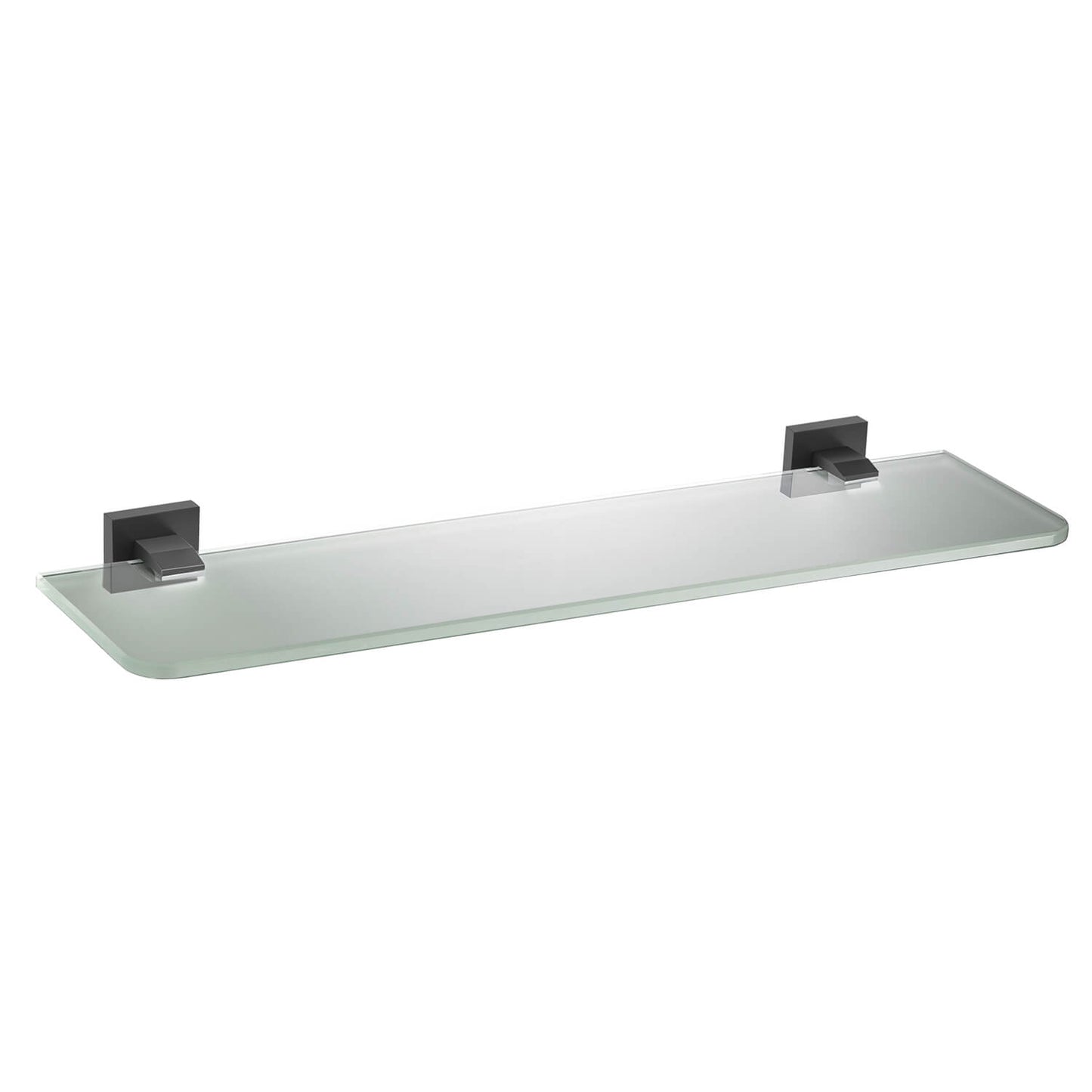 Modern Wall-Mounted Bathroom Glass Shelf with Brass Holders AA010071