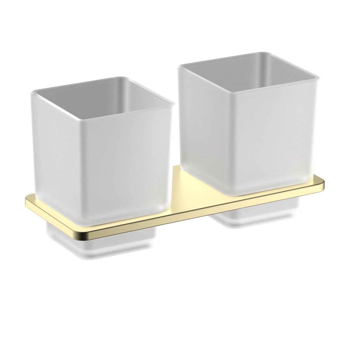 Long-Lasting Double Solid brass Square Glass Tumbler Holder AA070032