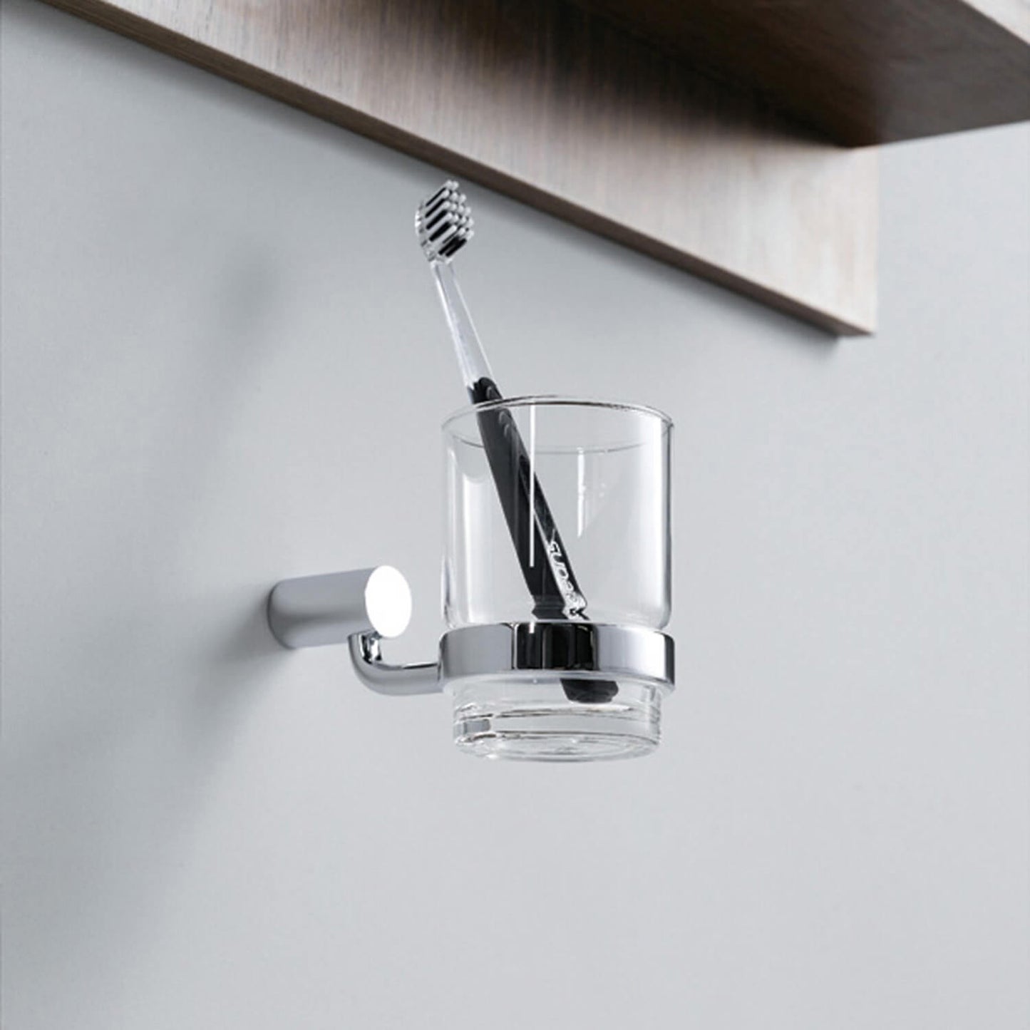 Renior Durable Brass Tumbler Holder With Transparent Glass Cup AA090031