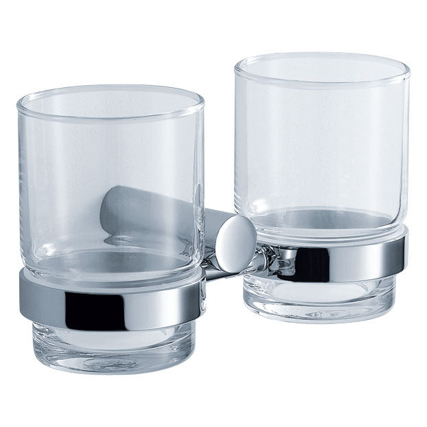Round Brass Tumbler Holder With Transparent Glass Cup AA090034