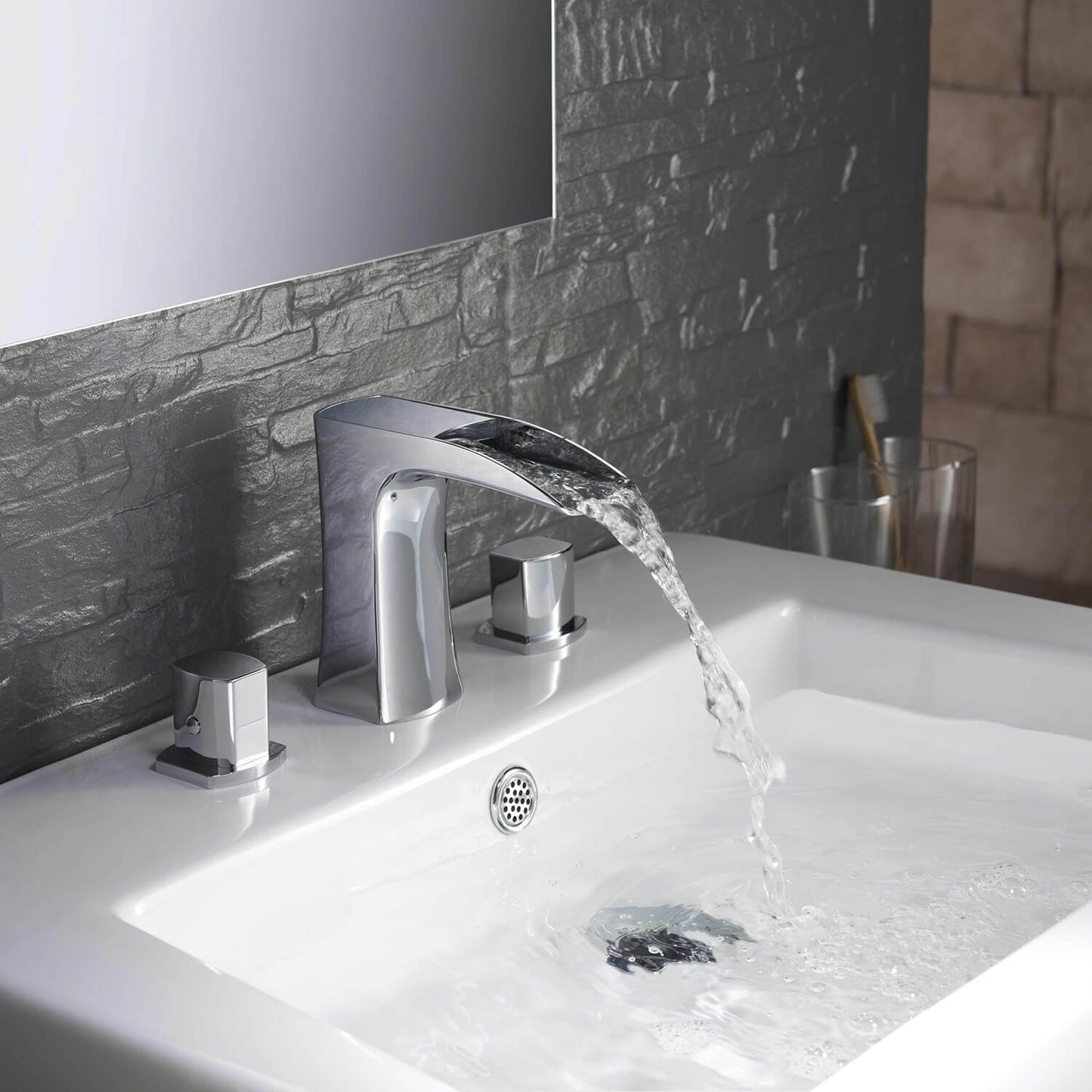 Cascade Widespread Bathroom Faucet 3 Hole AT030014