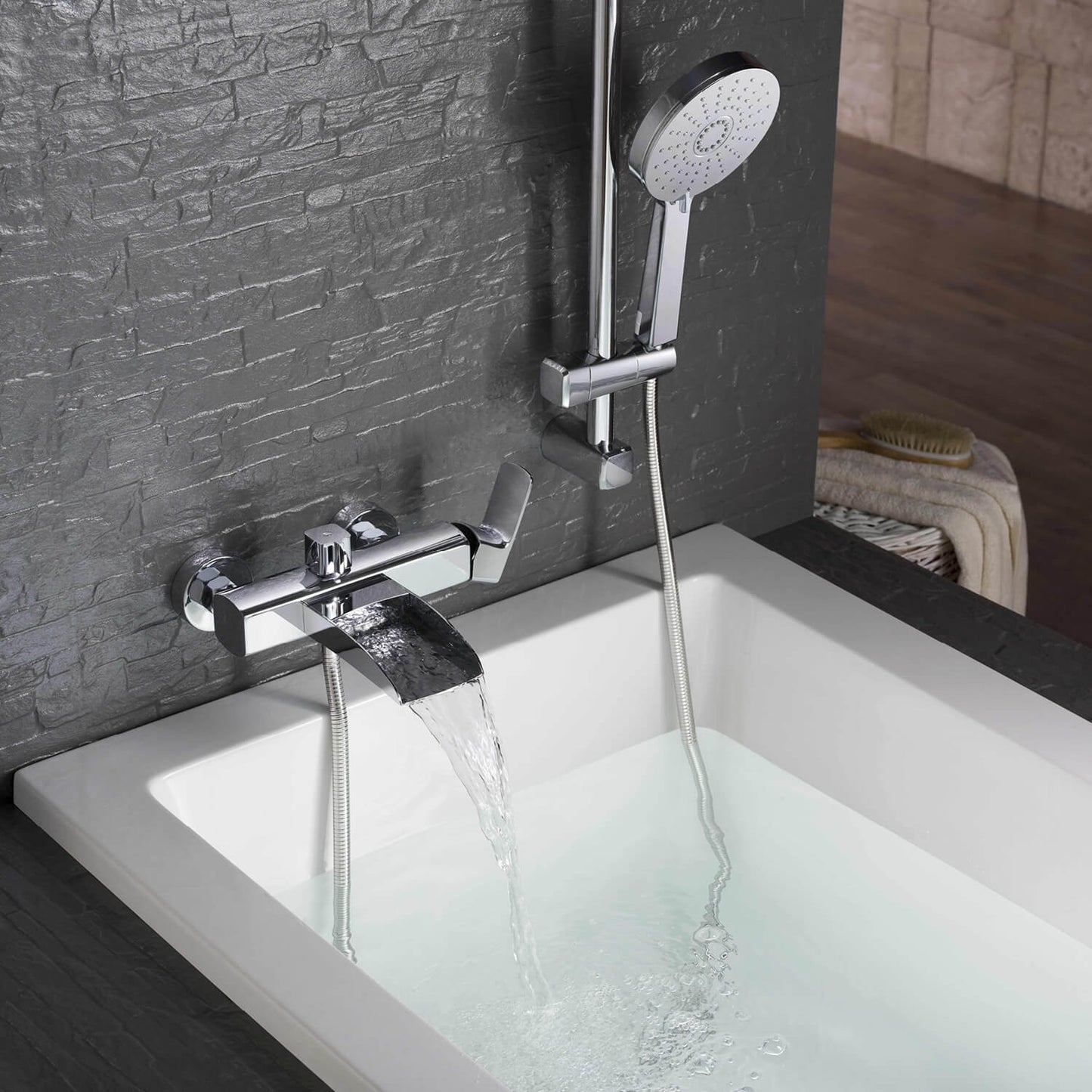 Cascade Wall mounted waterfall spout bath shower mixer AT030022
