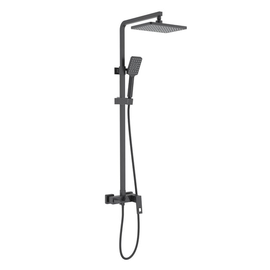 Aquavit Hollow matte black square three-outlet shower column with brass bath spout AT066401