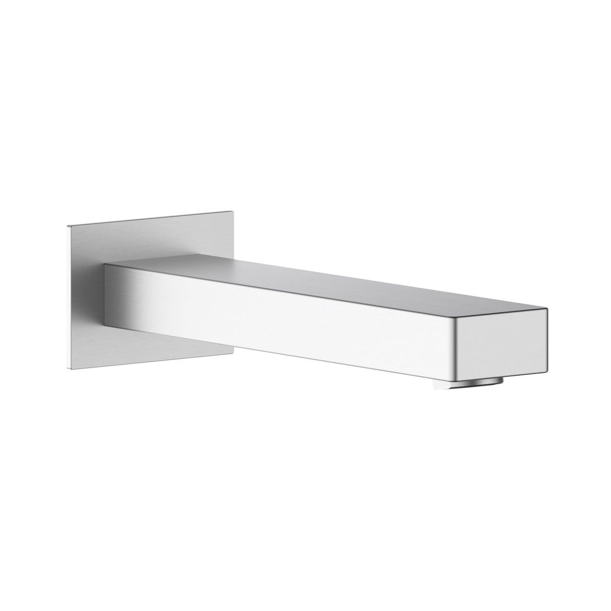 Cube solid brass wall-mounted bath spout in Brushed Nickel with Swiss Neoperl aerator and quick-connect installation