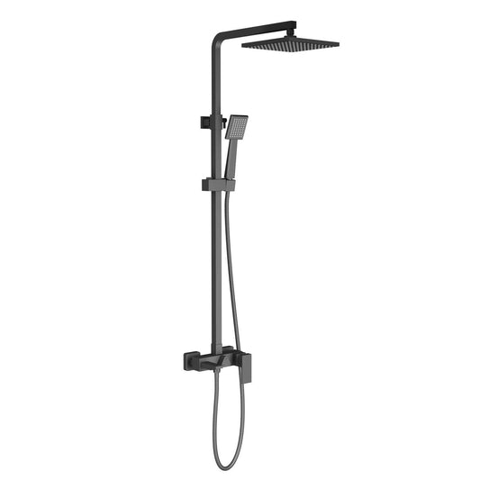 Aquavit Cube matte black square three-outlet shower column with aerated bath spout AT086301