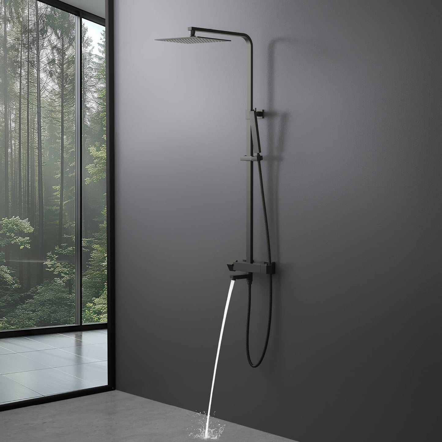 Cube Thermostatic bath shower faucet 3 way AT080076