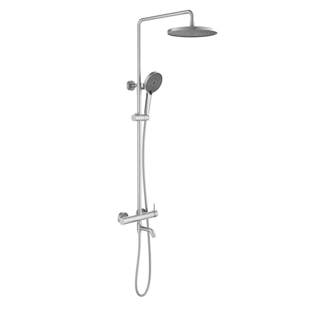 Aquavit Circular brushed nickel three-outlet shower column with brass bath spout AT096301