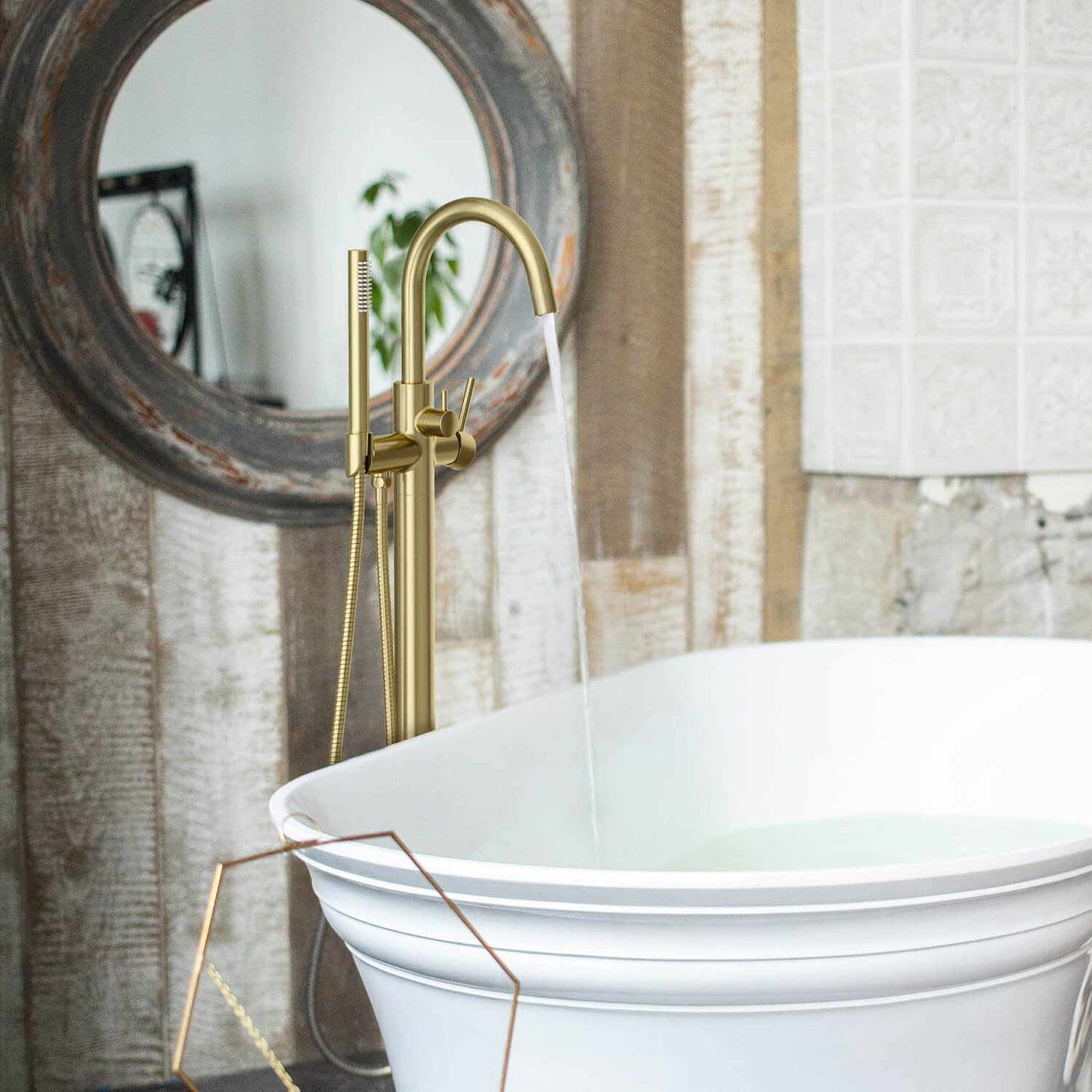 Aquavit Circular Freestanding Tub Faucet with high arc spout TF0903011