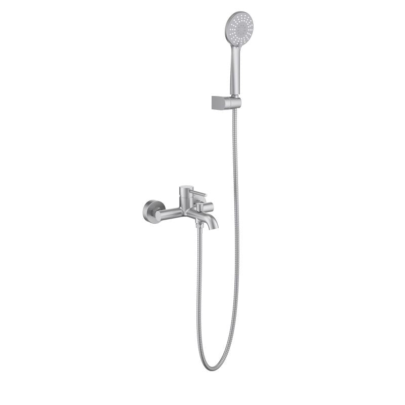 Aquavit Circular brushed nickel solid brass bath shower mixer set with 3-function hand shower AT092202