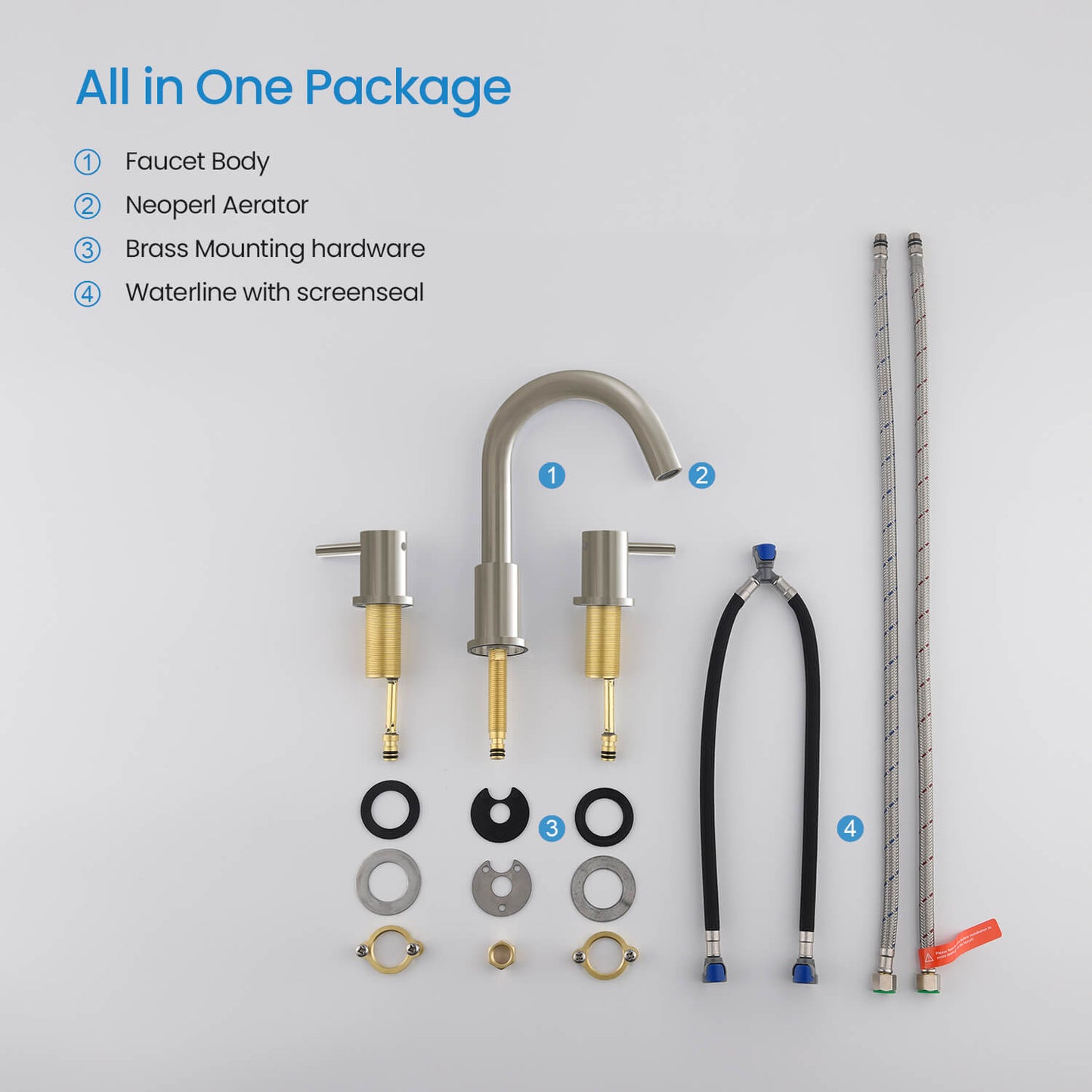 Modern Widespread Basin Mixer with Quick-Connect Installation AT090314