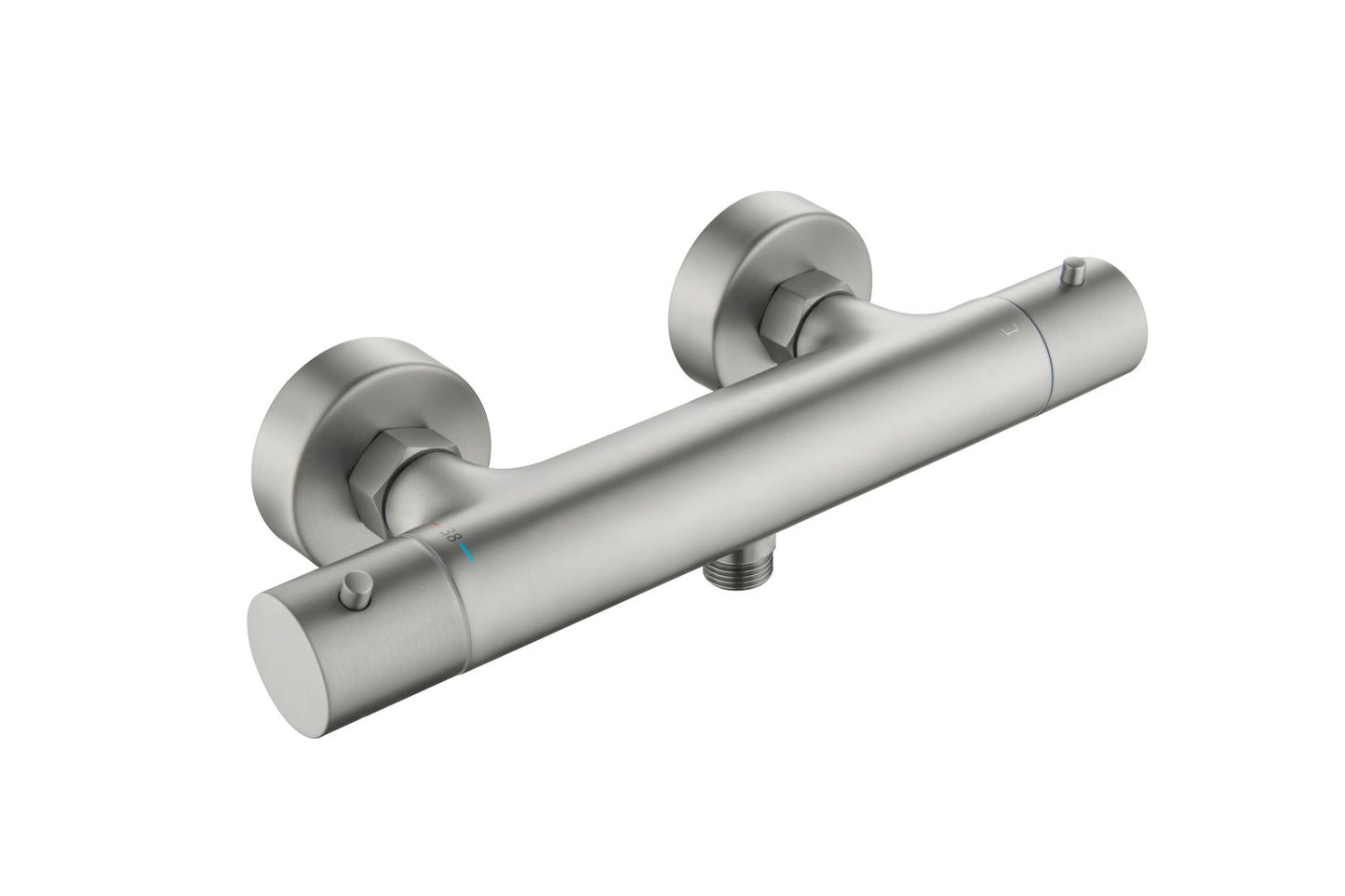 Aquavit Circular brushed nickel cool-touch thermostatic shower mixer AT092300