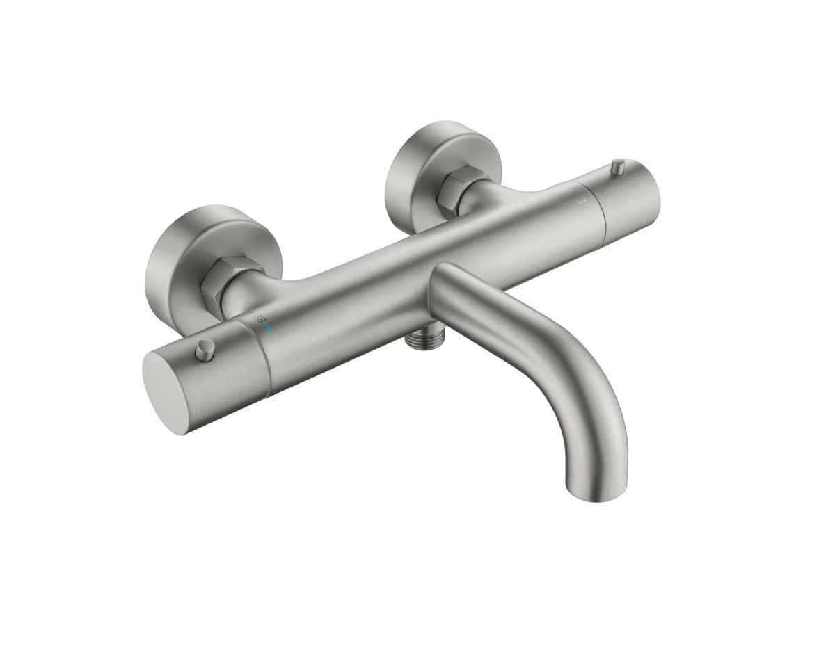 Aquavit Circular brushed nickel thermostatic bath shower mixer AT092400