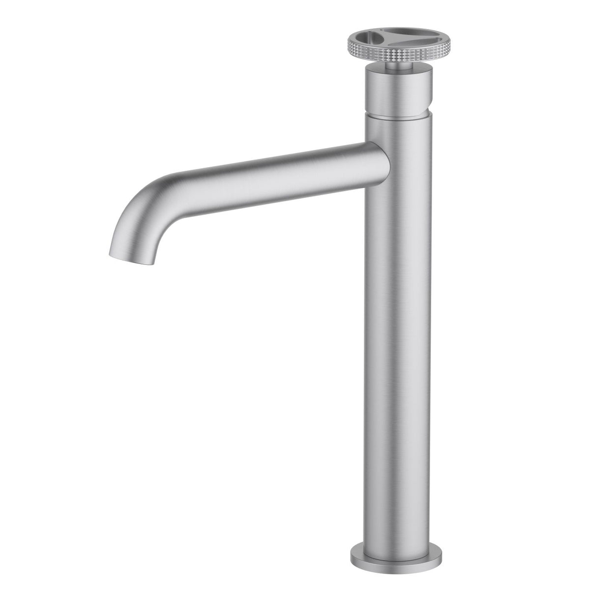 Aquavit AT140012 brushed nickel cold-start vessel sink faucet with knurled wheel handle