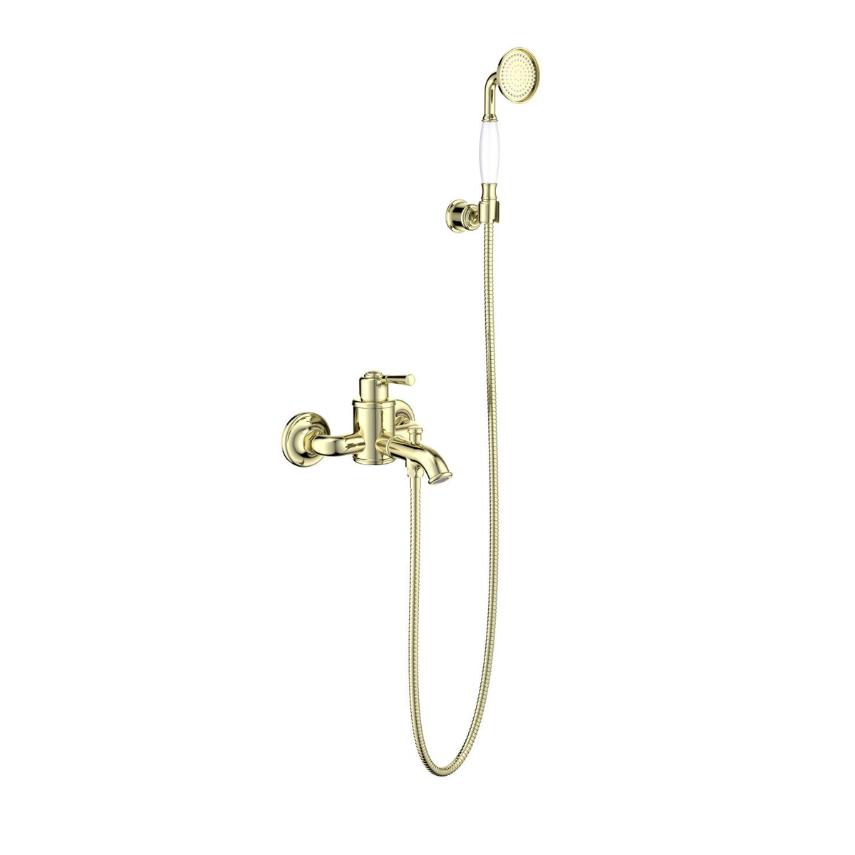 Aquavit Victoria polished gold solid brass bath shower mixer set with brass hand shower AT152201