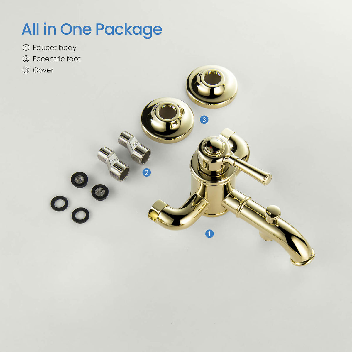 Aquavit Victoria polished gold bath shower mixer and installation components AT152200