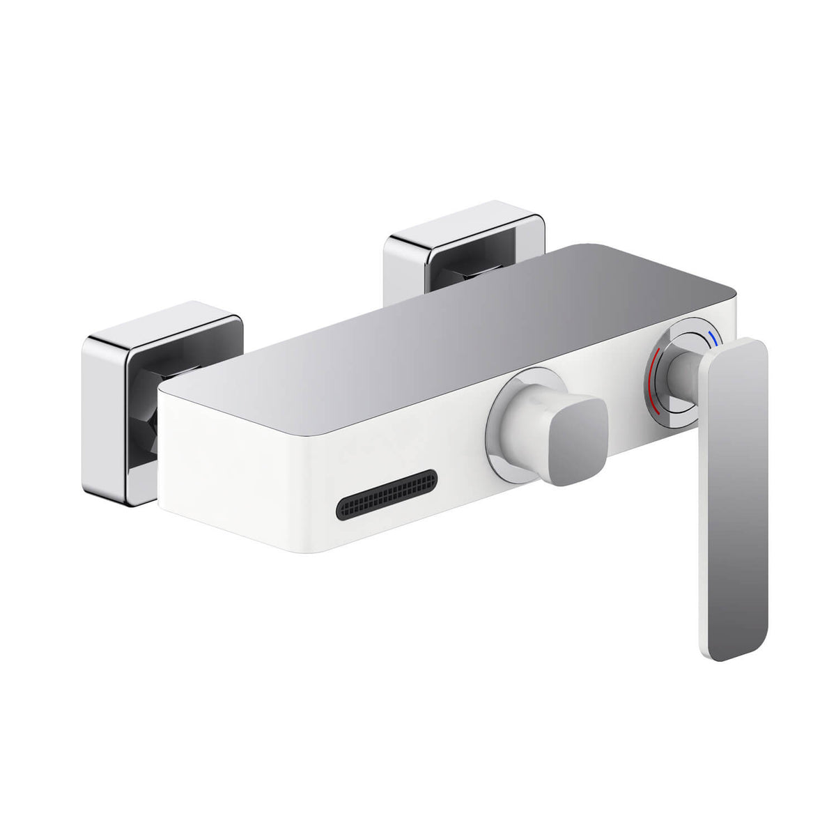 Aquavit Apple Chrome White solid brass waterfall bath shower mixer with storage platform AT212200