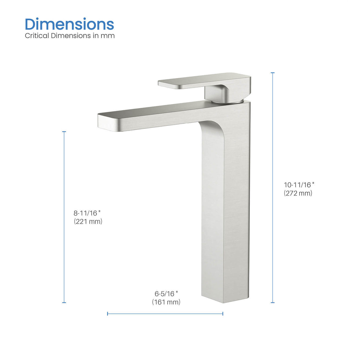 Aquavit Infinity AT240012 vessel sink faucet dimensions and installation measurements