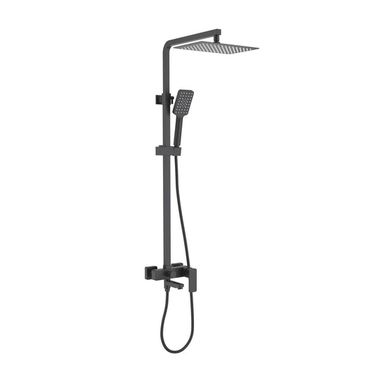 Aquavit Infinity Matte Black solid brass three-outlet shower column with slim SUS304 head shower AT246302