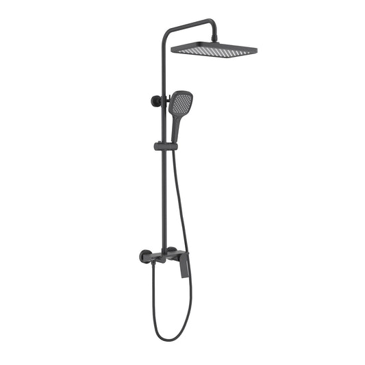 Aquavit Flow matte black solid brass three-outlet wall-mounted shower column AT286301