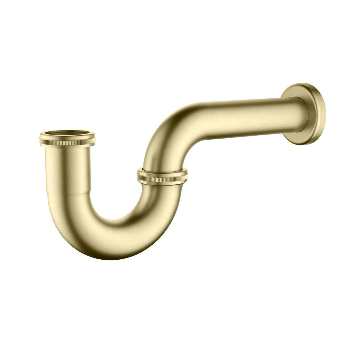 BT0008 brushed Gold P-trap installed beneath a vessel sink