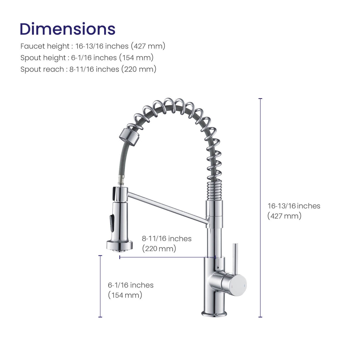 Aquavit Single handle pull down kitchen faucet with spring KF10203