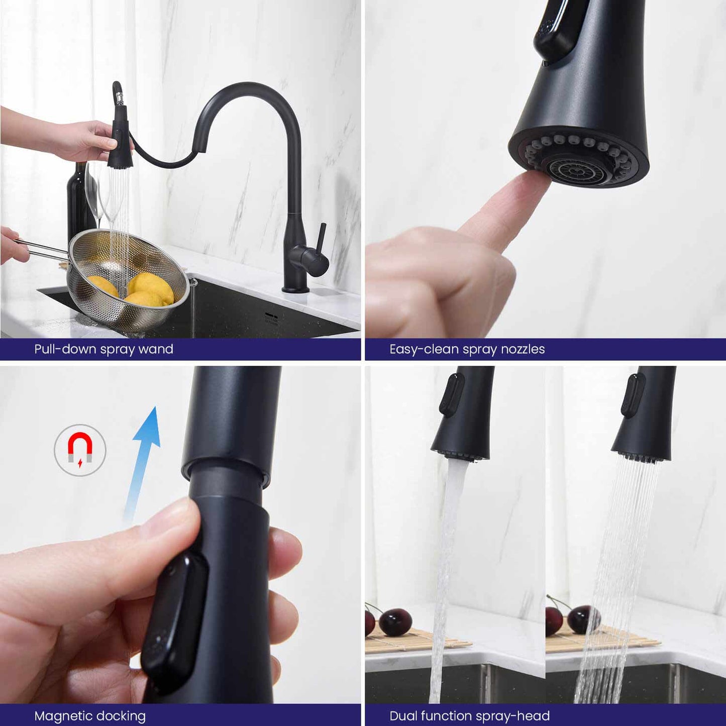 Aquavit Taper Single hole pull down kitchen faucet KF11101