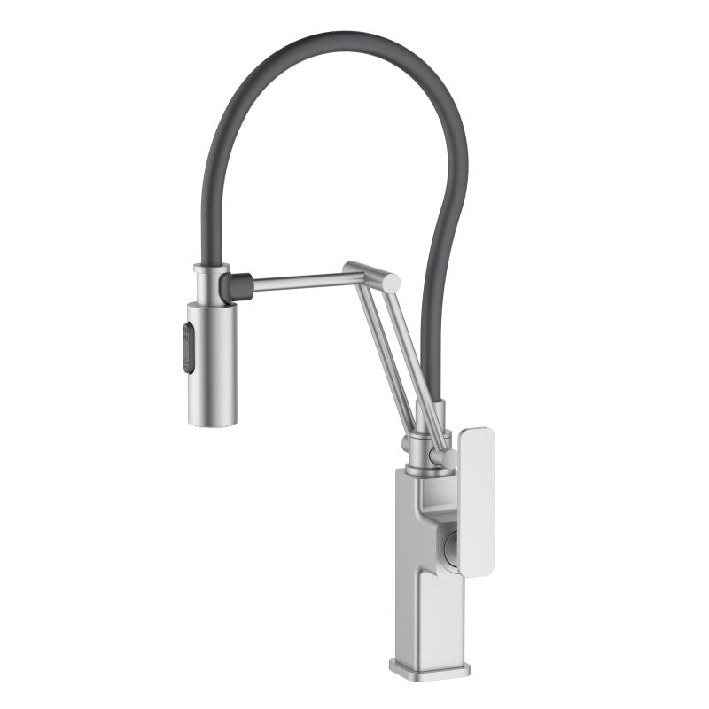 Aquavit single handle Pull-Out Kitchen Faucet with 360° Swivel Rubber Spout KF20301