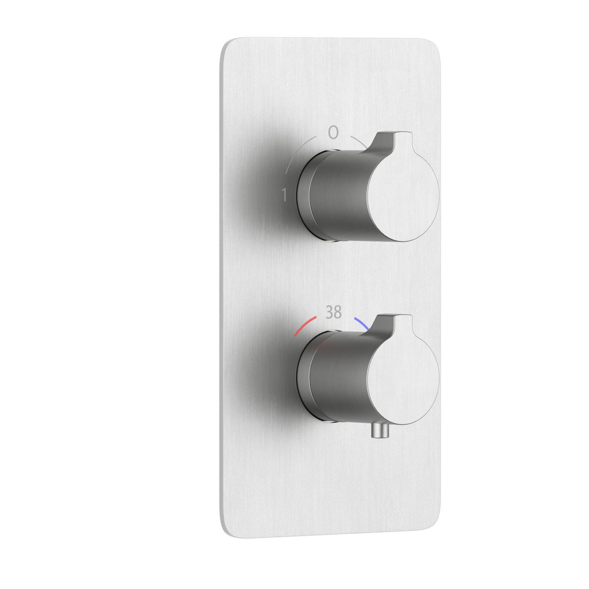 Aquavit brushed nickel two-control thermostatic shower valve trim kit with round handles PH0952X01