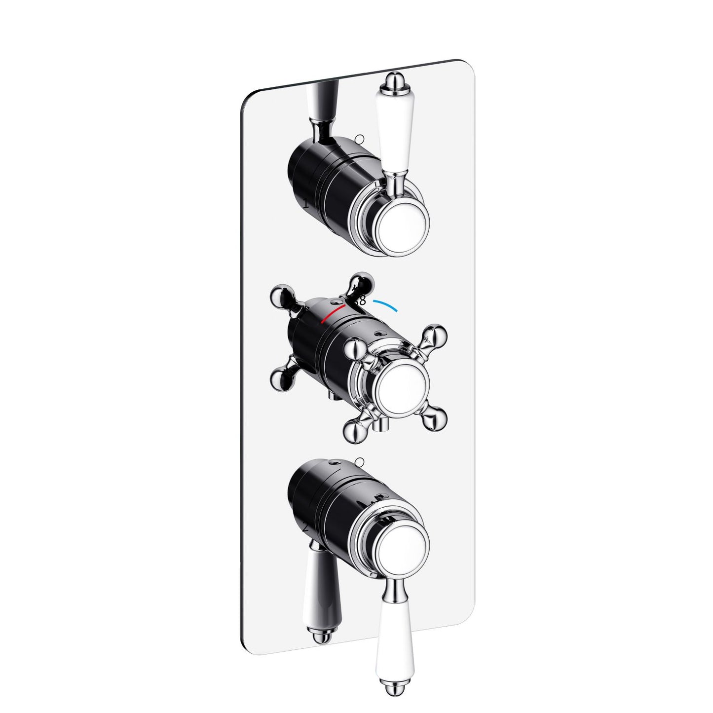 3-Control Neoclassical Thermostatic Shower Trim Kit with Cross and Lever Handles PH1553X01