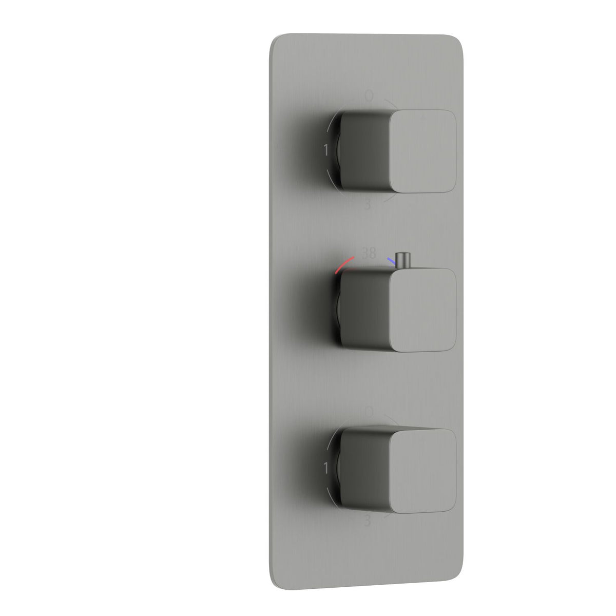 Aquavit brushed gunmetal rounded-square three-control thermostatic shower valve trim kit PH2453X01