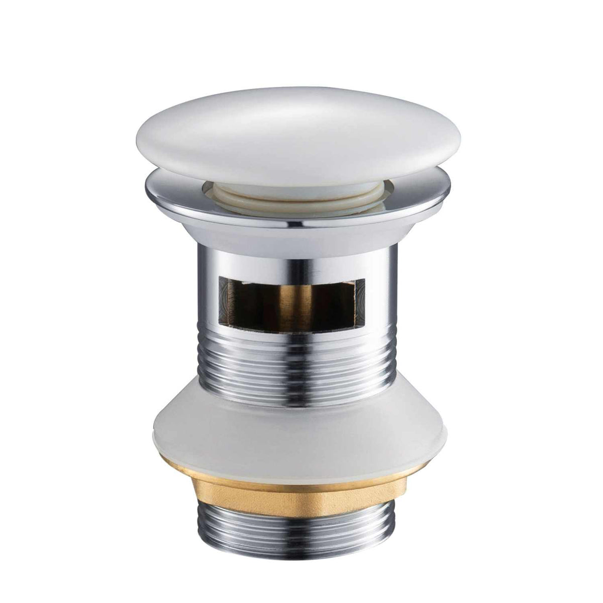PW0005 Chrome white brass pop-up drain with overflow without tailpiece