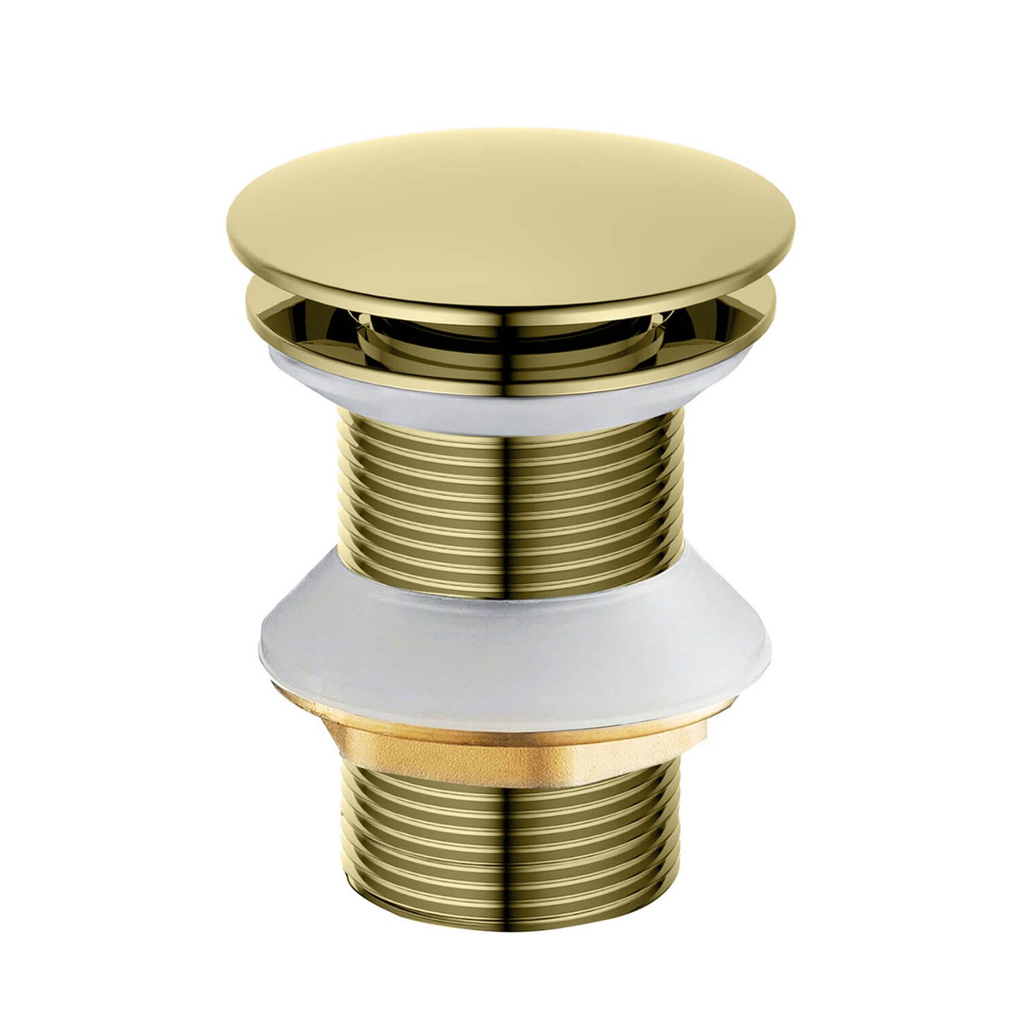 PW0006 polished gold brass pop-up drain without overflow or tailpiece