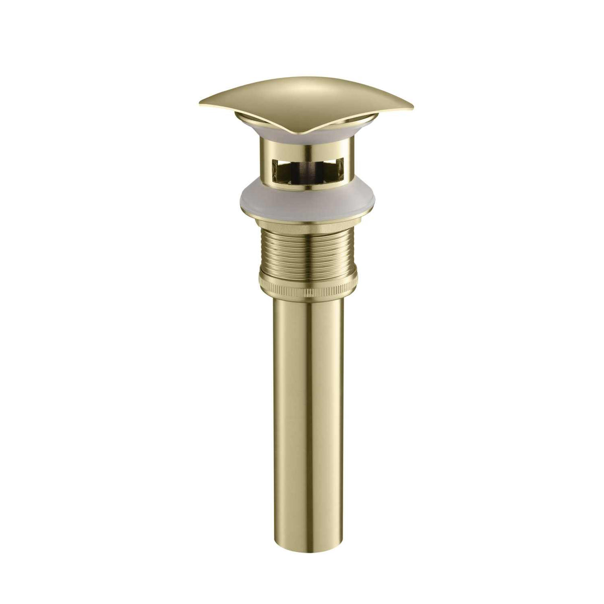 PW0011 brushed gold square brass pop-up drain with overflow