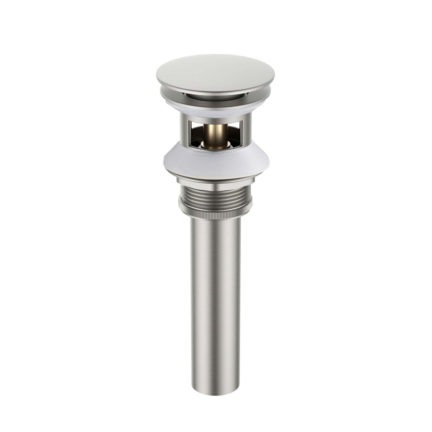 PW0023 brushed nickel stainless steel pop-up drain with overflow
