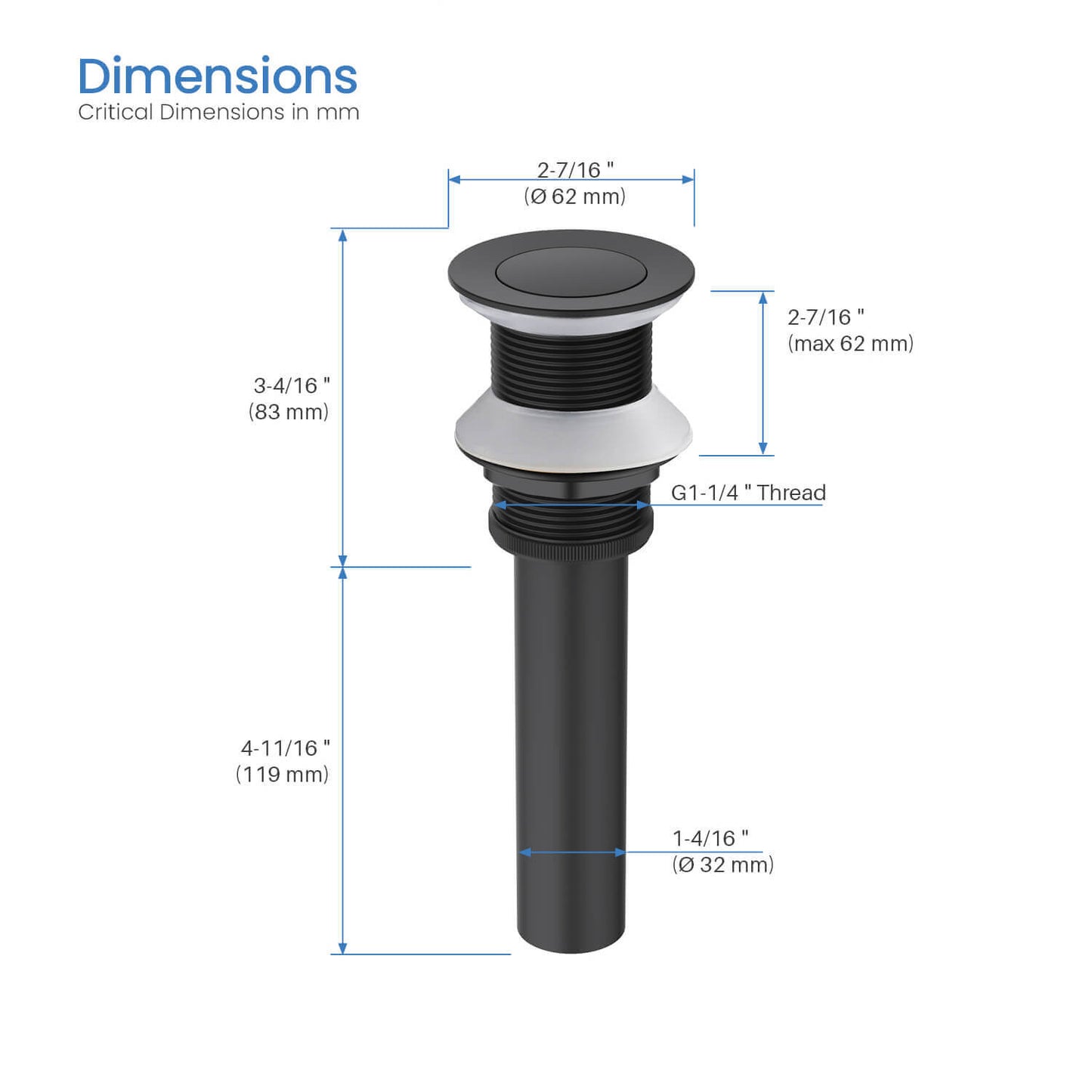 Brass Pop up waste without overflow PW04