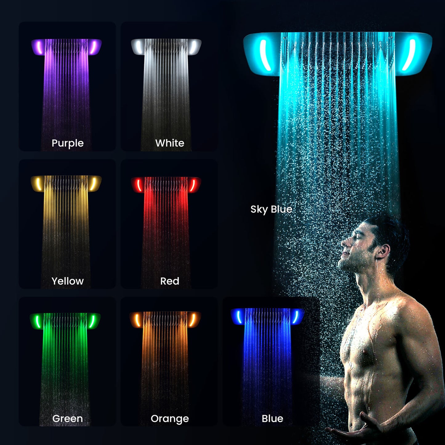 3 Way Ceiling head shower with LED light SHL2703