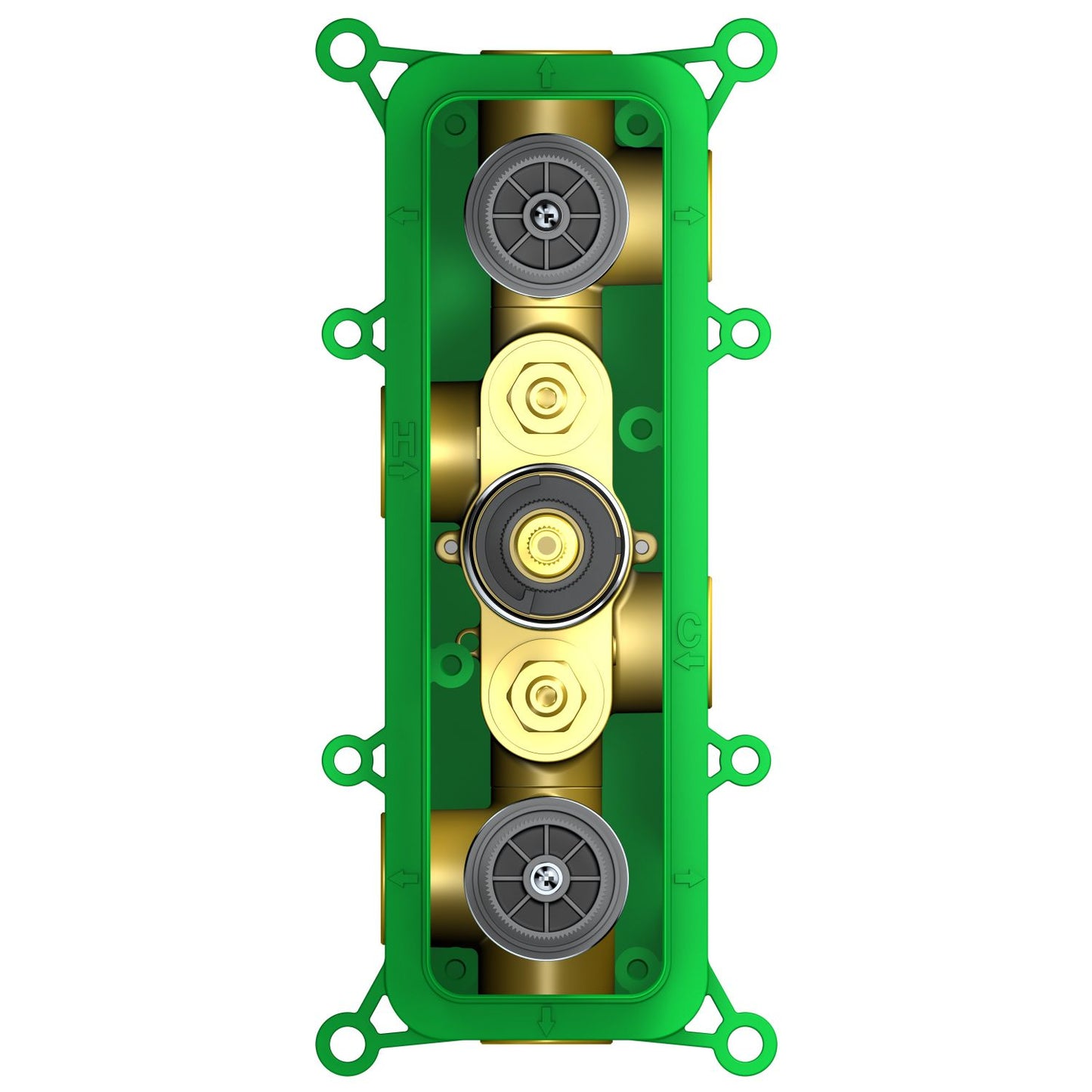 4-Outlet Thermostatic Rough-In Shower Valve with Dual 2-Way Diverter Controls TSV53401