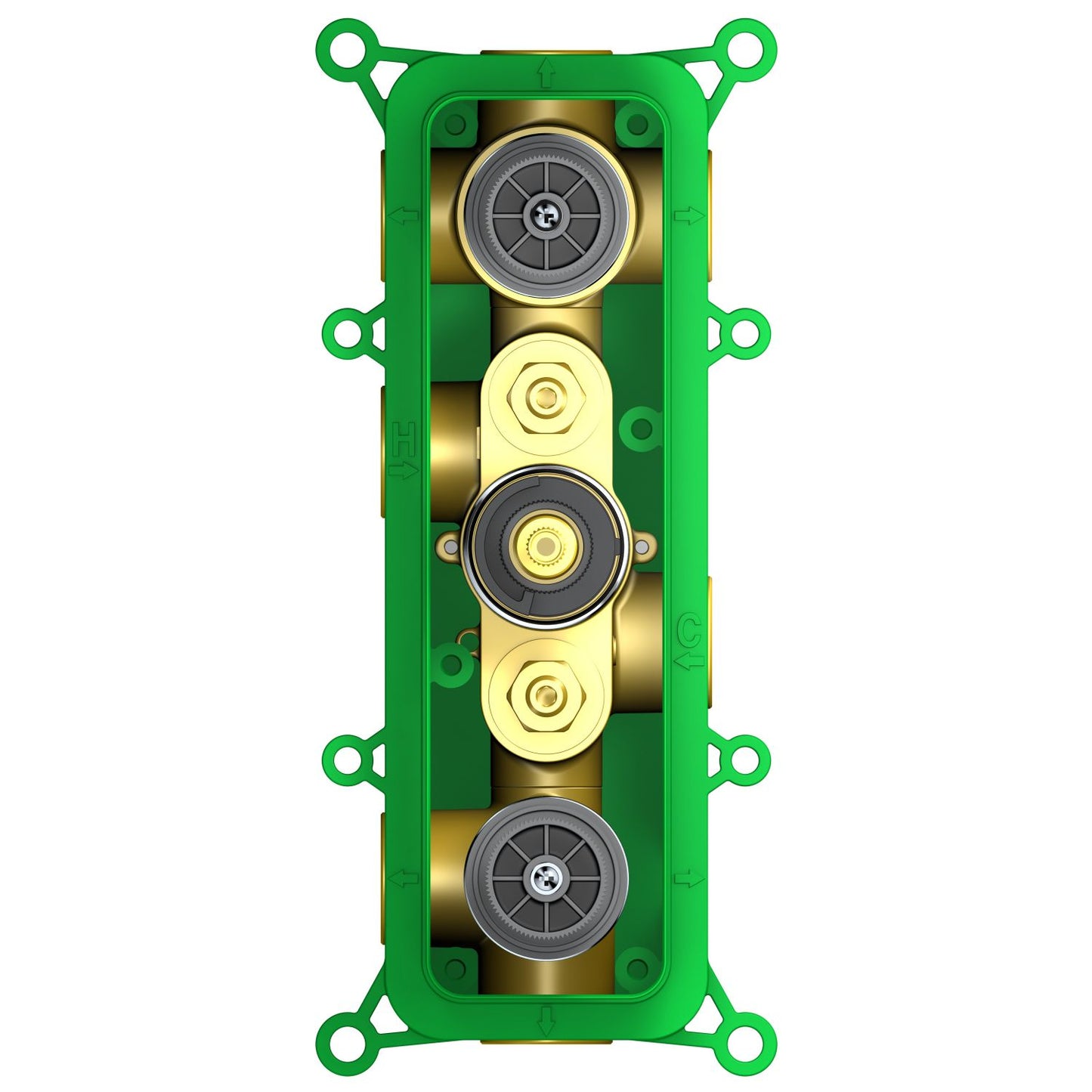 Five-outlet valve with 3-way and 2-way ceramic diverters