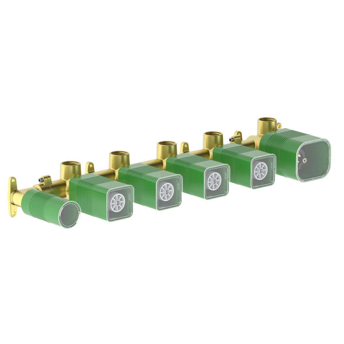 Aquavit solid brass 4 to 8 outlet thermostatic rough-in shower valve with integrated hand shower holder TSV76X01AL