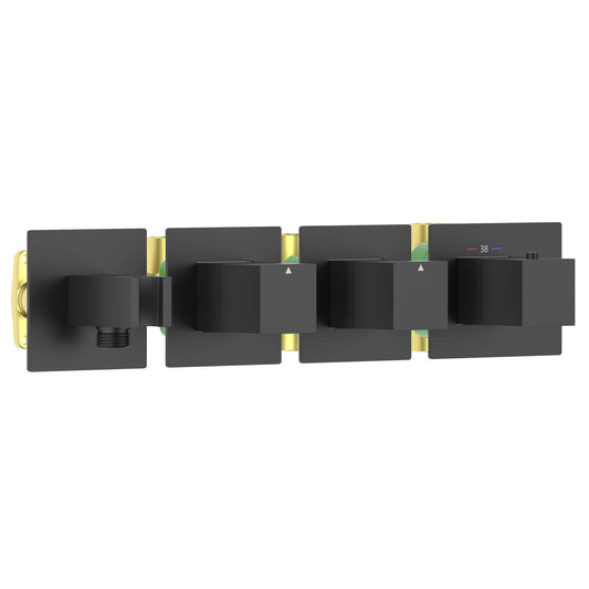 Aquavit Cube matte black 2 to 4 outlet thermostatic shower valve with integrated hand shower holder VT0874X01AL