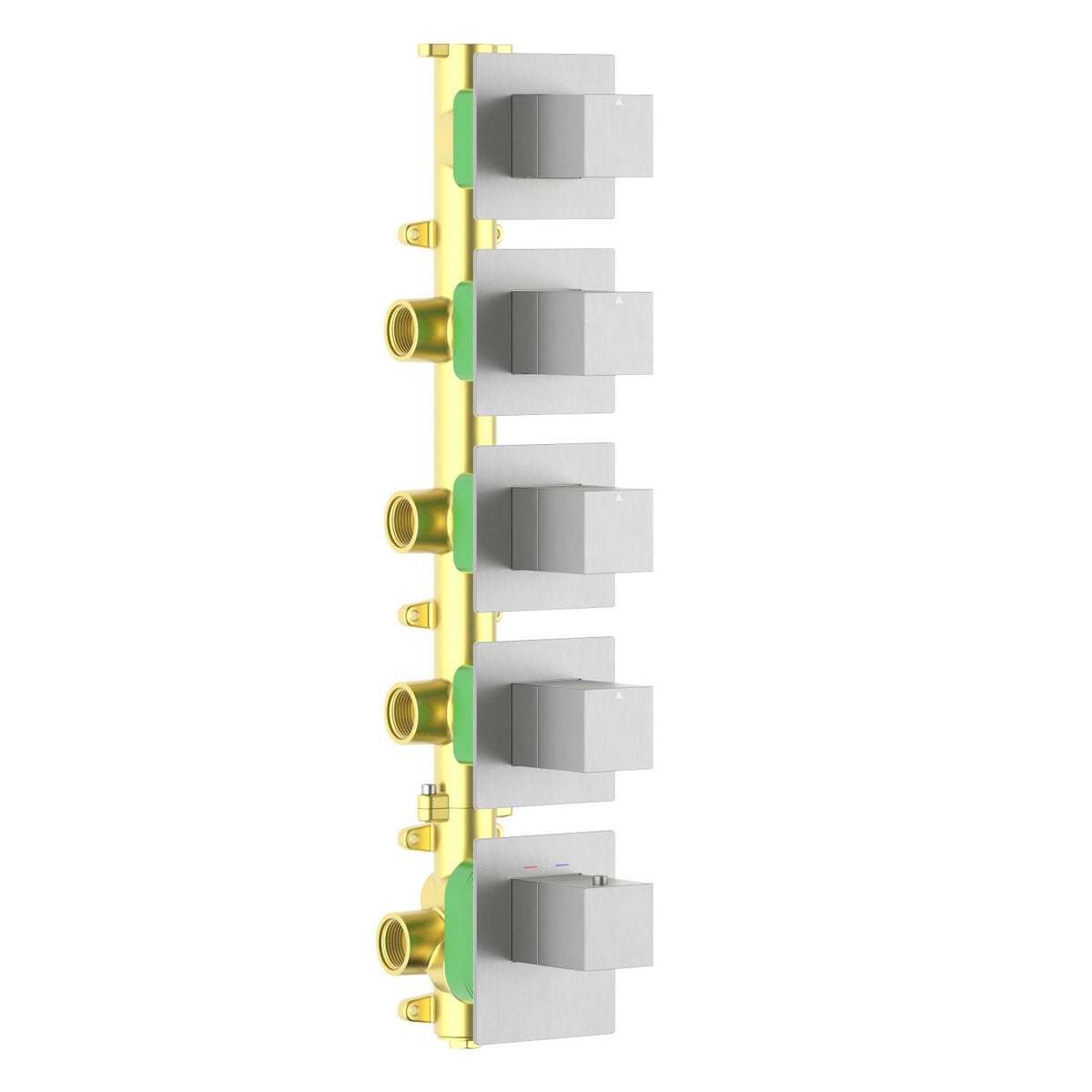 Aquavit Cube brushed nickel 4 to 8 outlet thermostatic shower valve with separate square trim plates VT0875X01V