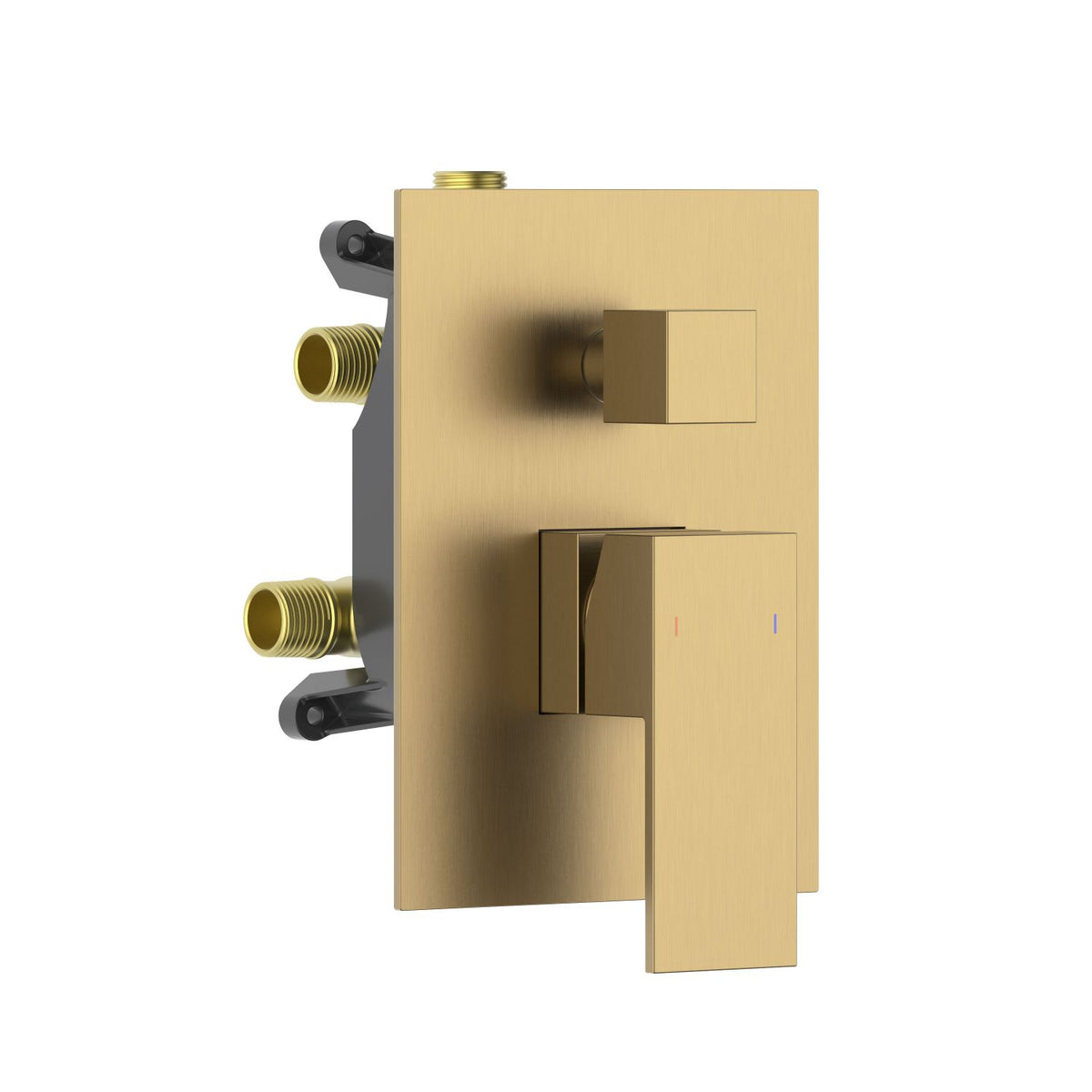 Aquavit CUBE brushed brass three-outlet pressure-balance shower valve and trim kit VT0882301