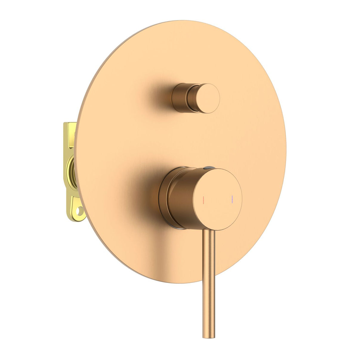 Aquavit Circular brushed rose gold two-outlet concealed shower mixer with push-button diverter VT0912201