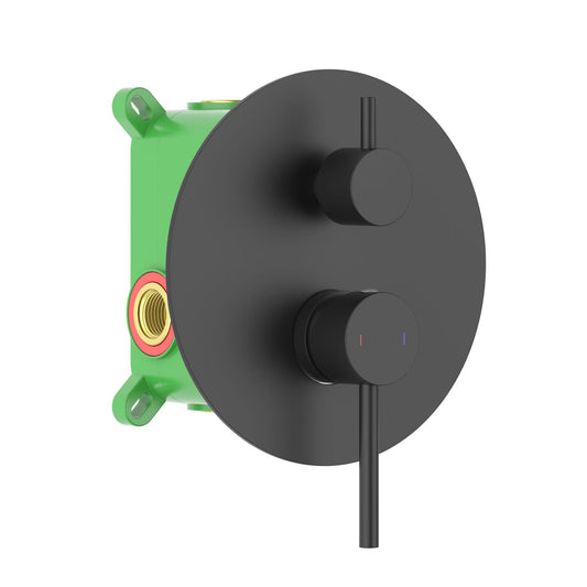Aquavit Circular matte black two-outlet concealed shower mixer VT0922202