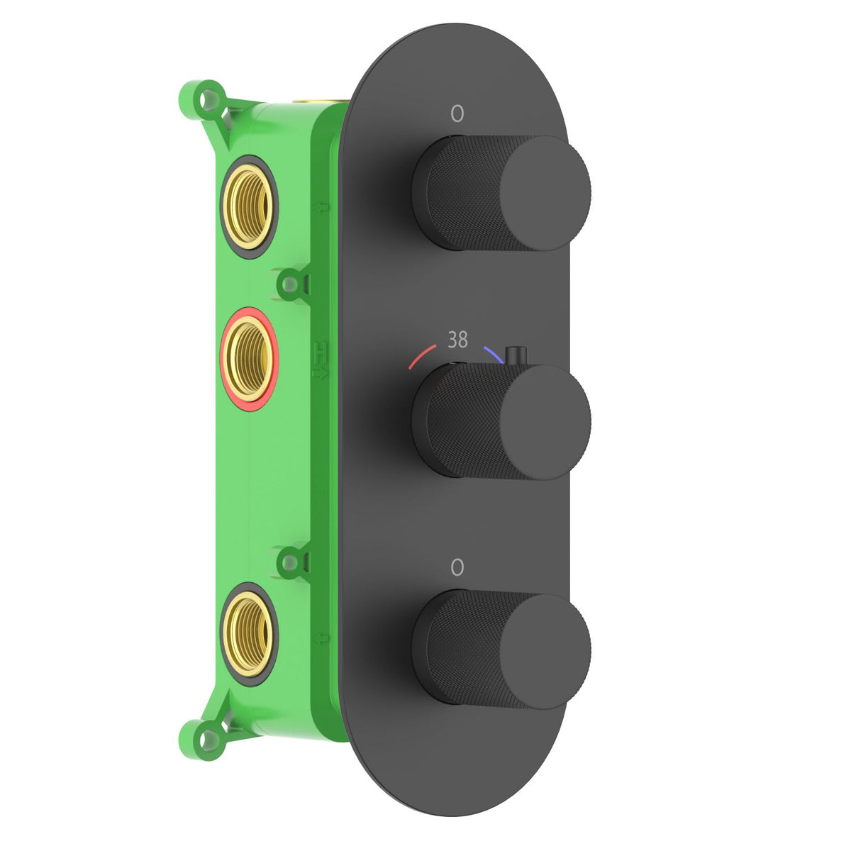6-Function Concealed Thermostatic Shower Valve System with Simultaneous Outlet Control VT1053601