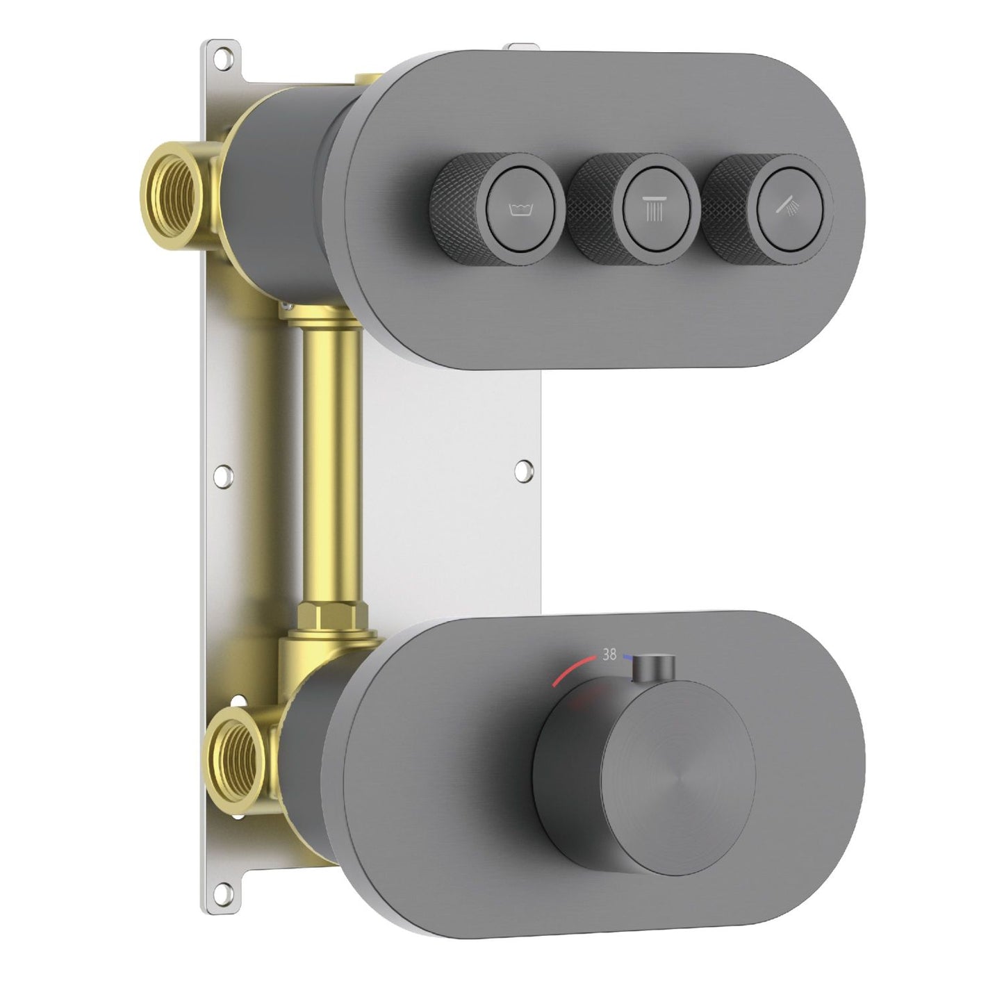 Aquavit A Series Thermostatic Shower Faucet with Push-Button Controls 3 Function VT10A4301