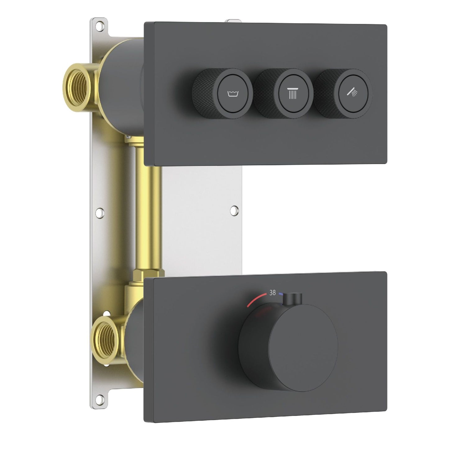 Aquavit A Series Concealed Thermostatic Shower Faucet with Push-Button Controls 3 Function VT12A4301