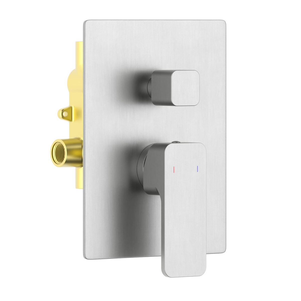 Aquavit Infinity brushed nickel two-outlet concealed shower mixer with ceramic diverter VT2412202