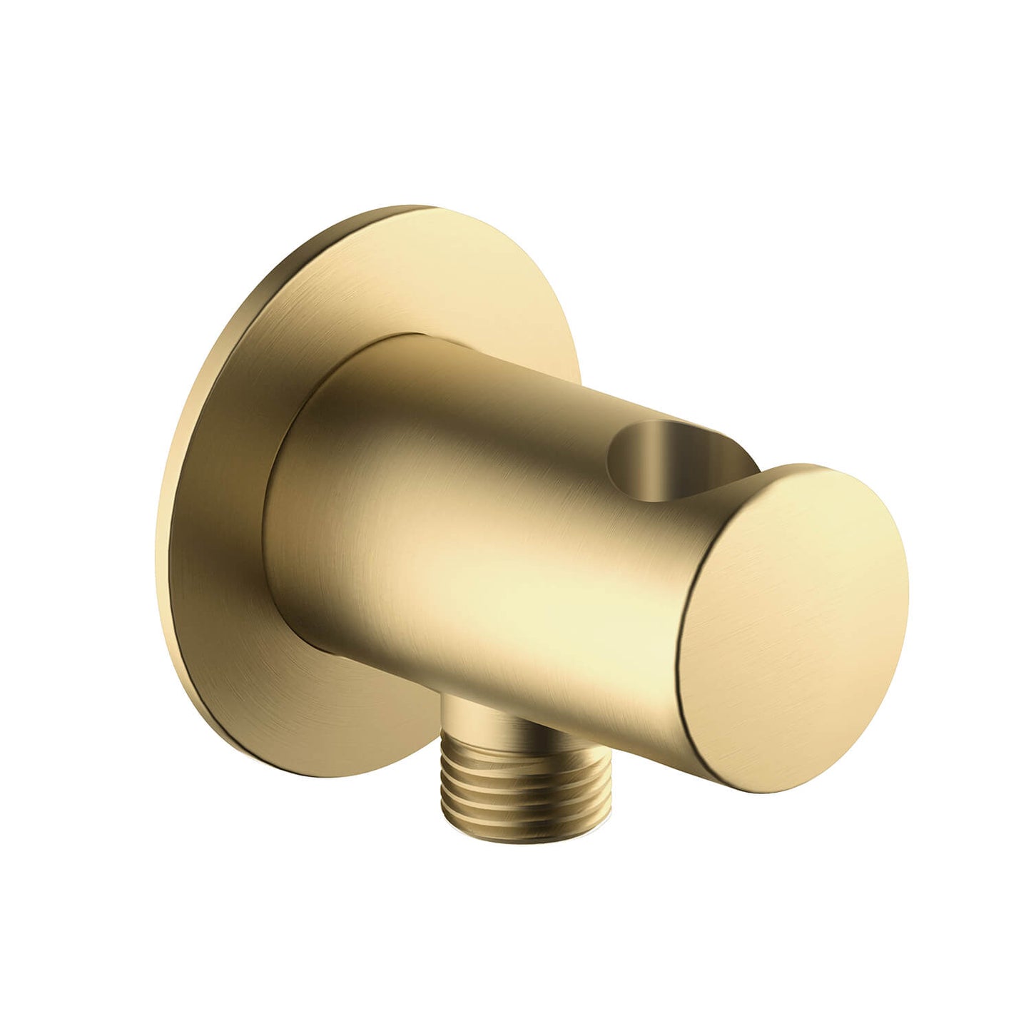 WE07 brushed brass wall outlet with integrated hand shower holder
