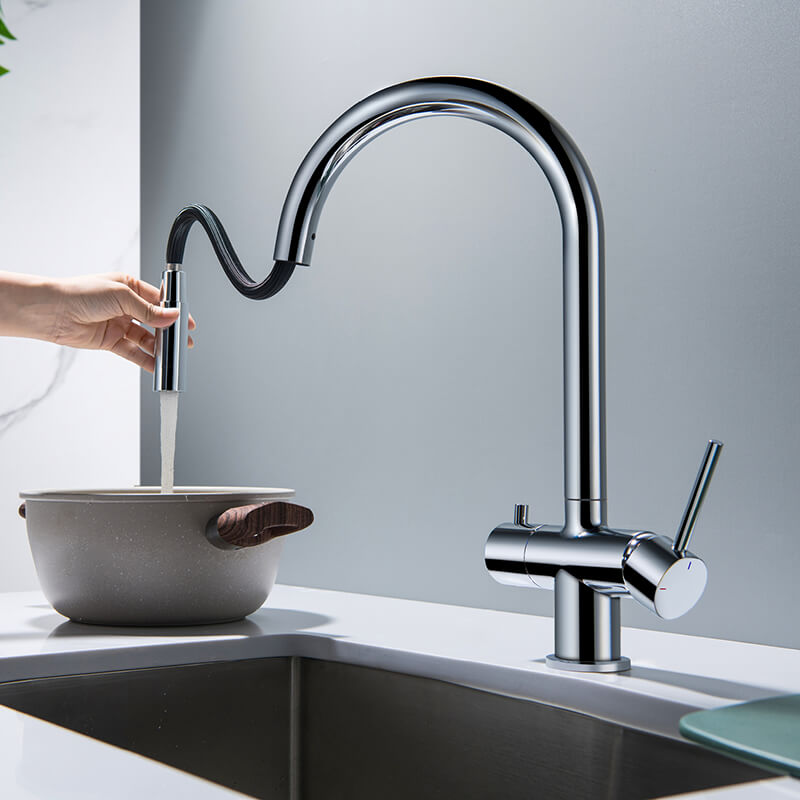 Aquavit Vintage Single handle pull down kitchen faucet with 3 way spra ...